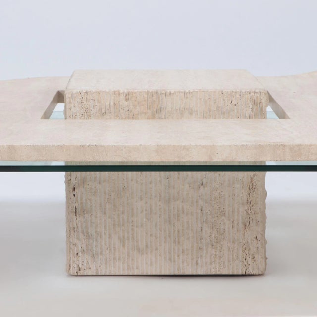 1970s Mid-Century Modern Italian Travertine Coffee Table For Sale - Image 4 of 7