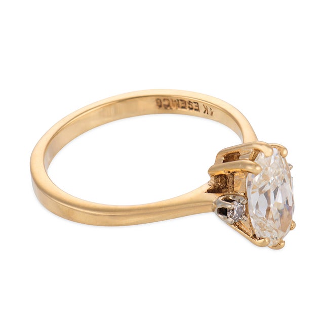 Vintage Gia 1.14 Carat Diamond 14k Yellow Gold Engagement Ring, Size 6.5 For Sale - Image 4 of 6