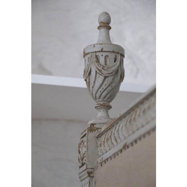 Wood Louis XVI Style Daybed and French Linen For Sale - Image 7 of 14