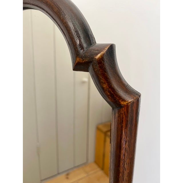 Tall Narrow Antique Wooden Scallop Frame Mirror, France, 1920s For Sale - Image 4 of 13