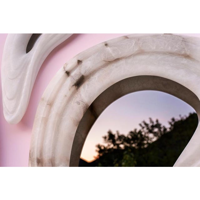 Aqua Fossil Wall Mirrors in Alabaster and Glass Mirror by Amarist Studio, Set of 6 For Sale - Image 11 of 16