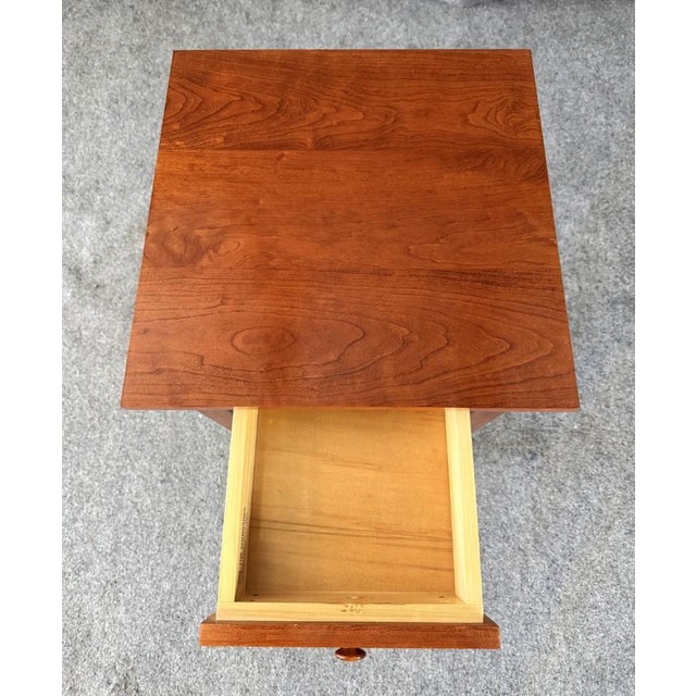 Brown Pair of One-Drawer Cherry Side Tables by the Woodshed For Sale - Image 8 of 14