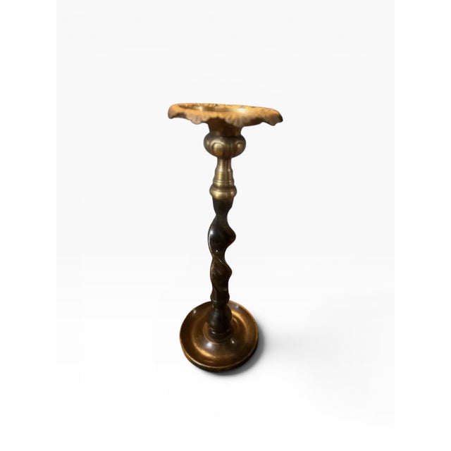 Maitland - Smith Vintage Maitland-Smith Attributed Barley Twist Pillar Candlestick Holders- Set of 2 For Sale - Image 4 of 8