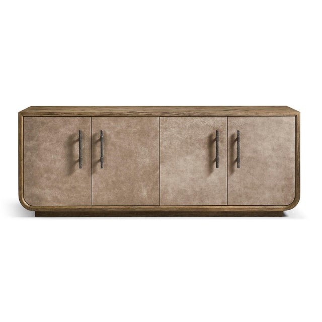 Rustic Rustic Modern Leather Front Credenza For Sale - Image 3 of 13