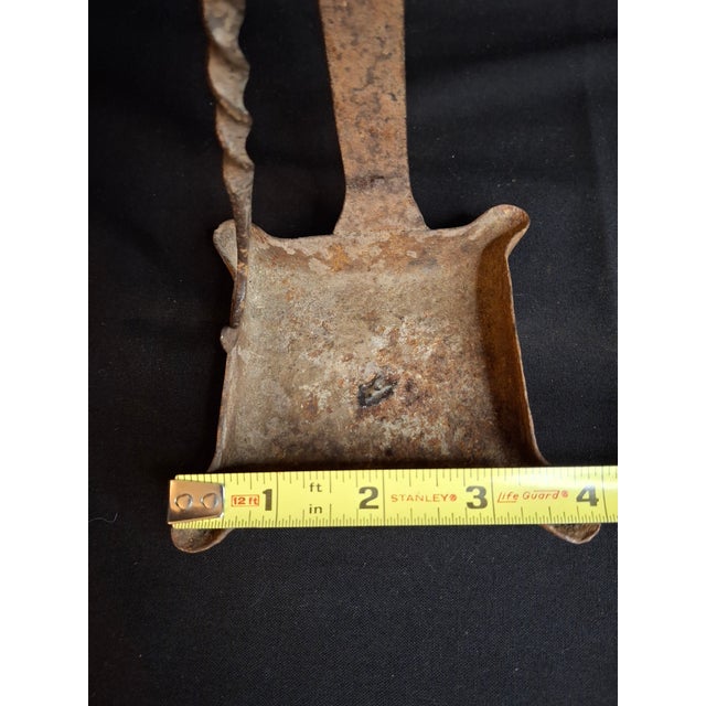 18th C Hand Forged Wrought Iron 4-Wick Fat Lamp Primitive Square Crusie Pick For Sale - Image 15 of 17