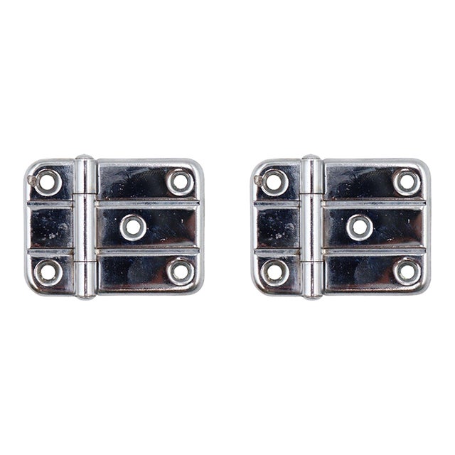 Pair of Vintage Art Deco 2 X 1.5 In. Chrome Cabinet Hinges For Sale