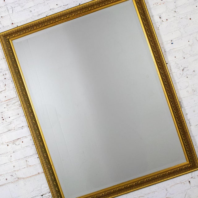 Neoclassical Late 20th Century Neoclassical to Traditional Large Wall Mirror Rectangular Antiqued Gold Frame For Sale - Image 3 of 18