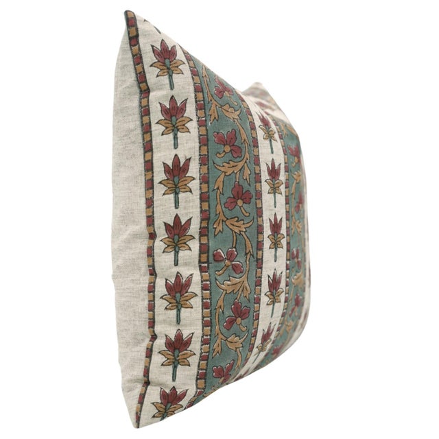 Modern Fabdivine Handmade Block Print Viscose Linen Decorative Throw Pillow Covers 16x16inches - Laxmi Border Design For Sale - Image 3 of 9
