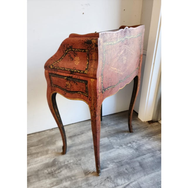 Late 20th Century Late 20th Century Louis XV Leather Wrapped Ladies Desk by Theodore Alexander For Sale - Image 5 of 15