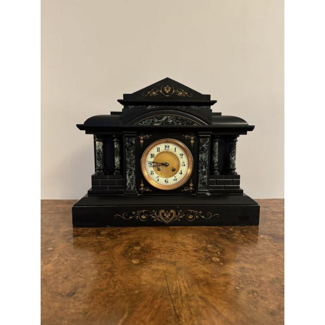 Large Antique Marble Mantle Clock, 1890 For Sale - Image 6 of 6