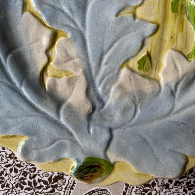 Belgian Majolica Mold 83 Artichoke and Thistle Plate, 1880 For Sale - Image 6 of 8
