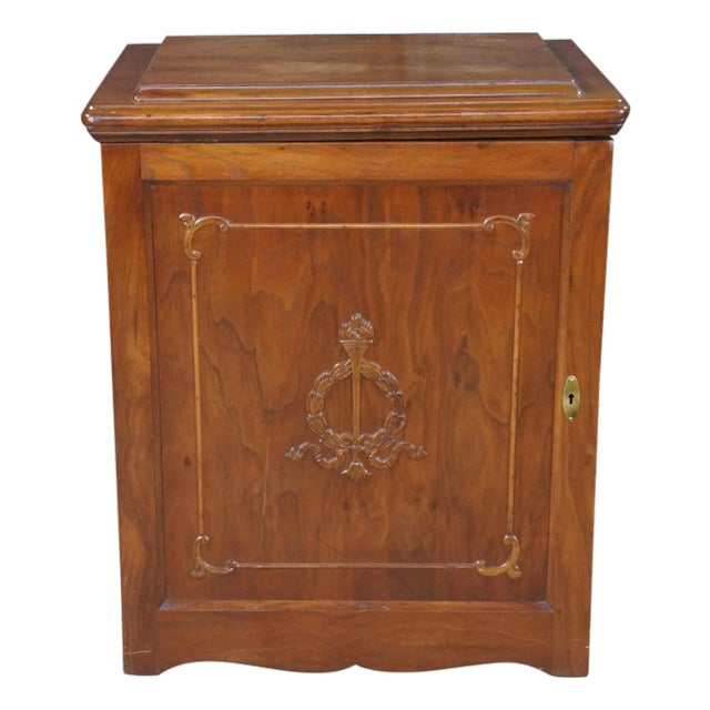 Antique Neoclassical Edwardian Walnut Singer Parlor Cabinet Dry Bar Console 30" For Sale