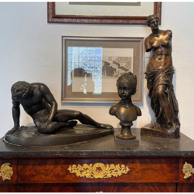 This stylish and chic cast bronze bust of a Marie Louise Brongniart dates to the 1880s and is after the original sculpture...