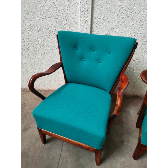 Mid-Century Swedish Fabric and Wood Armchair, 1980 For Sale - Image 6 of 7
