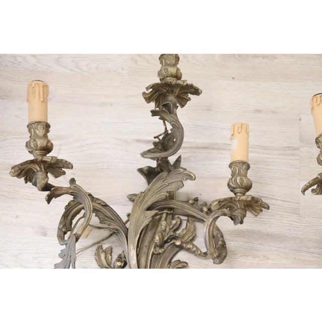 Antique Golden Bronze Sconces, Set of 2 For Sale - Image 6 of 11