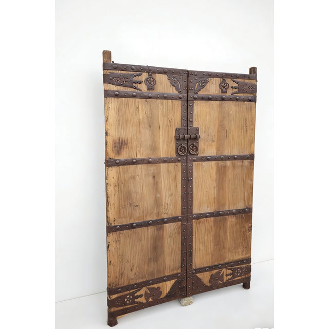 Chinese 19th Century Chinese Wood Doors With Decorative Iron Accents For Sale - Image 3 of 4