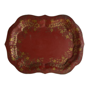 Antique Early 19th Century English George III Red Pontypool Tole Tray