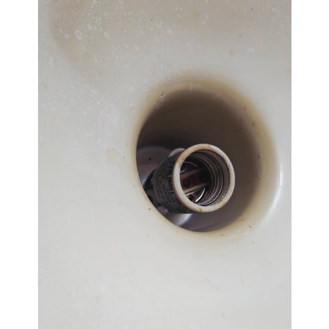 1980s Industrial Dome Orange Pendant Light Fixtures - A Pair For Sale - Image 12 of 16