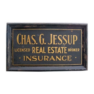 Chas. G. Jessup Gilded Sandpaper Sign For Sale