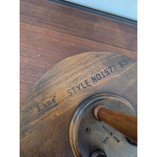 1960s Hollywood Regency Walnut Burl & Brass Lane Accent Table/Plant Pedestal Stand For Sale - Image 9 of 10