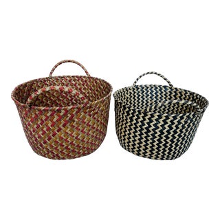 Vintage Woven Baskets-A Set For Sale