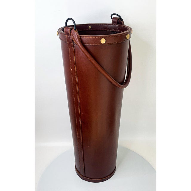 Mid 20th Century French Leather Umbrella Stand in the Style of Jacques Adnet For Sale In New York - Image 6 of 9