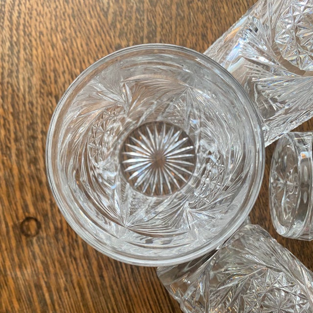 1960s Antique Hand Cut Crystal Double Old Fashioned Glasses - Set of 4 For Sale - Image 5 of 9