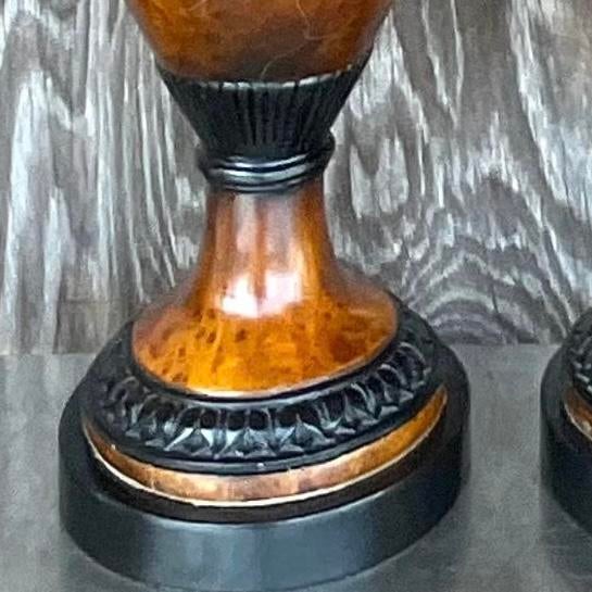 Vintage Late 20th Century Boho Burl Wood Urn Lamps - a Pair For Sale - Image 11 of 15