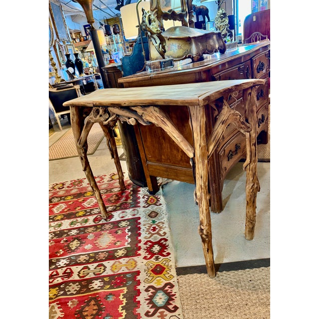 Rustic Driftwood Serpentine Console, Mid-Late 20th Century For Sale - Image 4 of 7