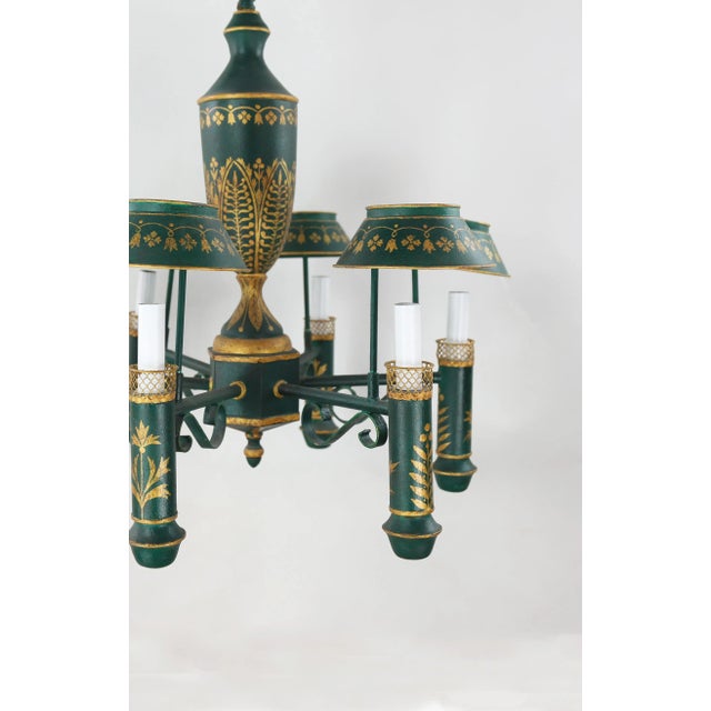 2000 - 2009 Vintage Chandelier With Six Lamp Holders With Shades For Sale - Image 5 of 10