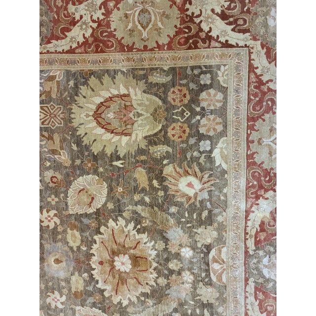Mid 20th Century Large Hand-Knotted Oushak-Style Floral Area Rug For Sale - Image 5 of 12