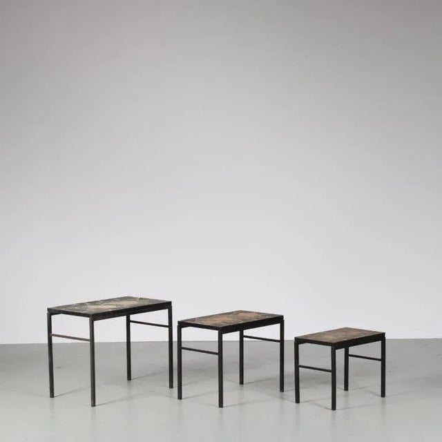 Nesting Tables with Stone Tops, the Netherlands, 1960s, Set of 3 For Sale - Image 9 of 9