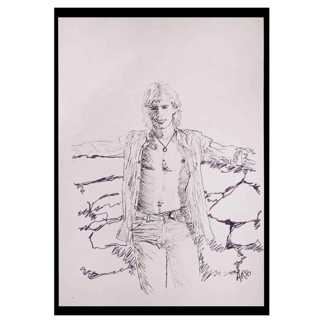 Anthony Roaland, Portrait of a Boy, Original Drawing, 1980 For Sale