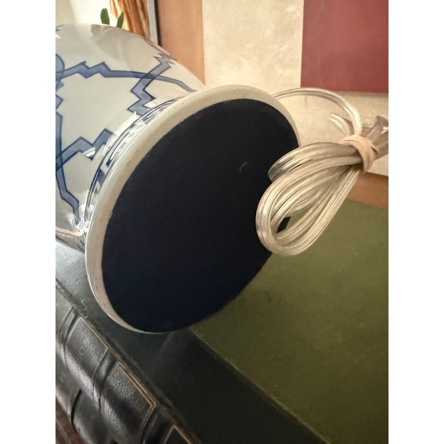 Chinoiserie Blue and White Ginger Jar Table Lamps | Coastal Decor - Pair of Two (2) For Sale - Image 12 of 12