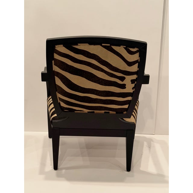 Faux Zebra Printed Cowhide Club Chairs - A Pair For Sale - Image 9 of 18