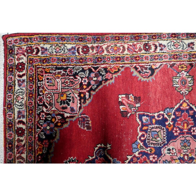 Ivory 1920s, Antique Persian Kazvin Handmade Rug 4.4' X 5.9' For Sale - Image 8 of 14