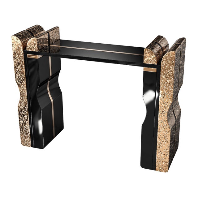 "Amendola" Console With Bronze and Stainless Steel, Handmade For Sale - Image 4 of 6