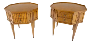 Pair of Mid Century Modern Hexagon John Widdicomb End Tables Nightstands