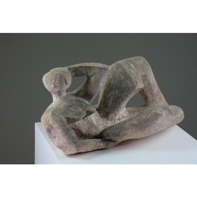 French Artist, Modernist Sculpture of a Reclining Female Nude, Reconstituted Stone For Sale - Image 4 of 18