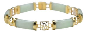 The Killiney: Ladies Link Bracelet in 14K Gold set with Jade