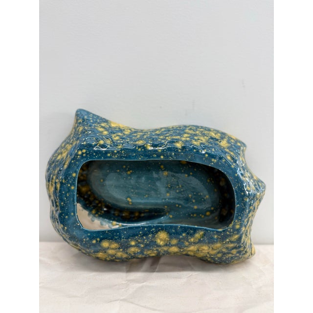 Ceramic Mid-Century Biomorphic Drip Glaze Ceramic Ashtray For Sale - Image 7 of 8