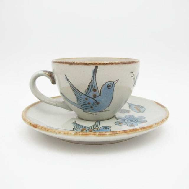 Incredibly sweet Vintage Ken Edwards Mexican pottery, coffee or tea cup and saucer from the El Palomar studio in Tonalá,...