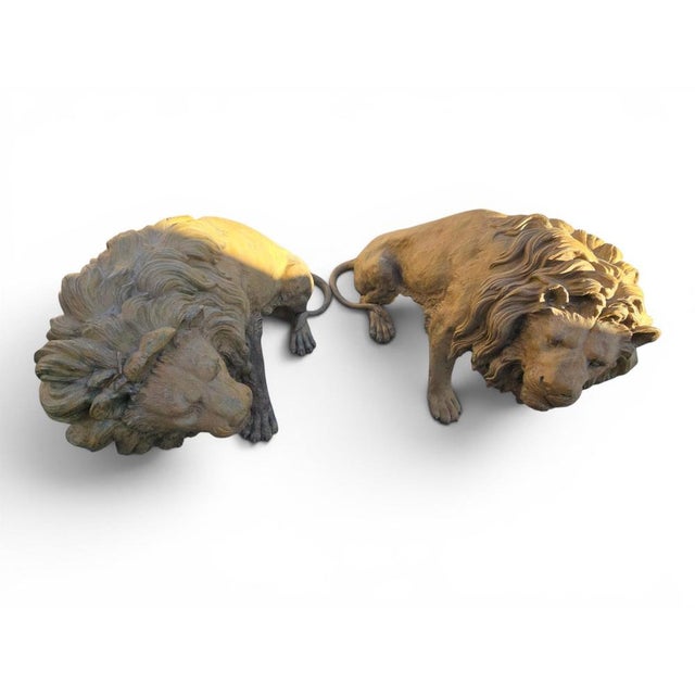 Neapolitan Artist, Large Lions, 1980s, Patinated Bronze, Set of 2 For Sale - Image 4 of 11