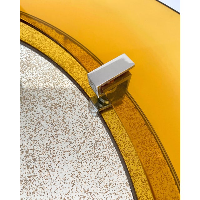 Yellow Convex Glass & Chrome Wall Mirror from Veca, Italy, 1960s For Sale - Image 3 of 9