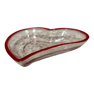 Perfect for Valentine’s Day-Vintage Crystal Glass Heart Dish or Bowl From Germany For Sale