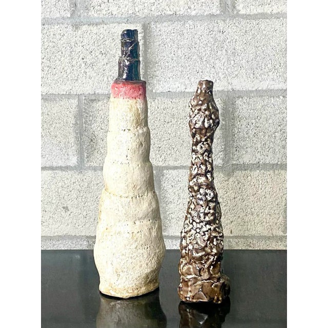 Contemporary Signed Studio Pottery Vases - a Pair For Sale - Image 11 of 11