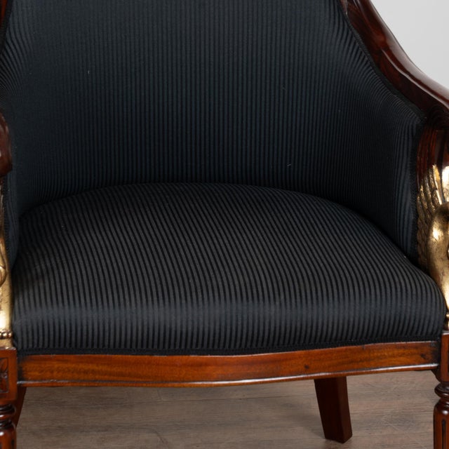19th-Century Danish Mahogany Biedermeier Armchairs With Carved Swans For Sale - Image 6 of 18