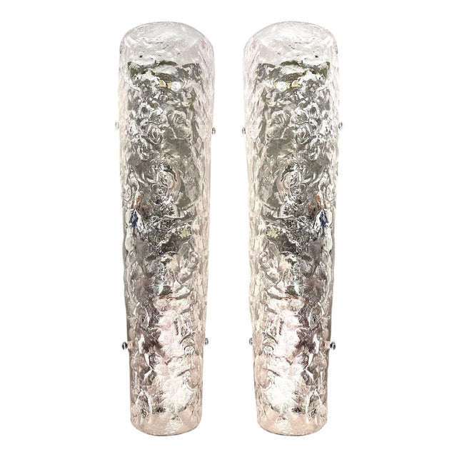 Transparent Hammered Glass Wall Sconces by Simoeng, Set of 2 For Sale