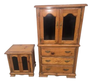 Pine Chest/Armoire and Nightstand - Set of 2
