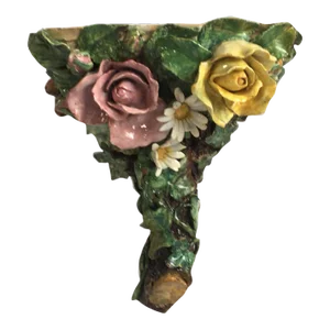 Late 19th Century French Majolica Rose & Daisy Sconce